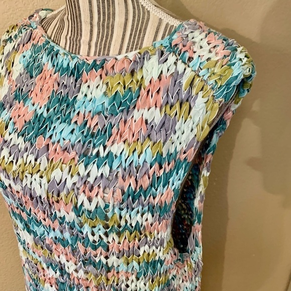 NEW Ocote Braided Top XS /S Pastel Multicolor Cotton/Poly Sleeveless Knit Design - Picture 6 of 13